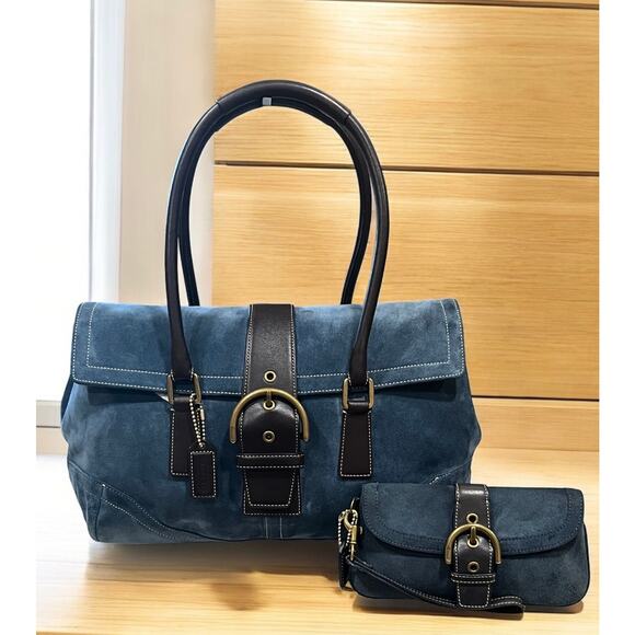 Vintage Coach 9507 Soho Suede Flap Satchel & Wristlet - Picture 14 of 14